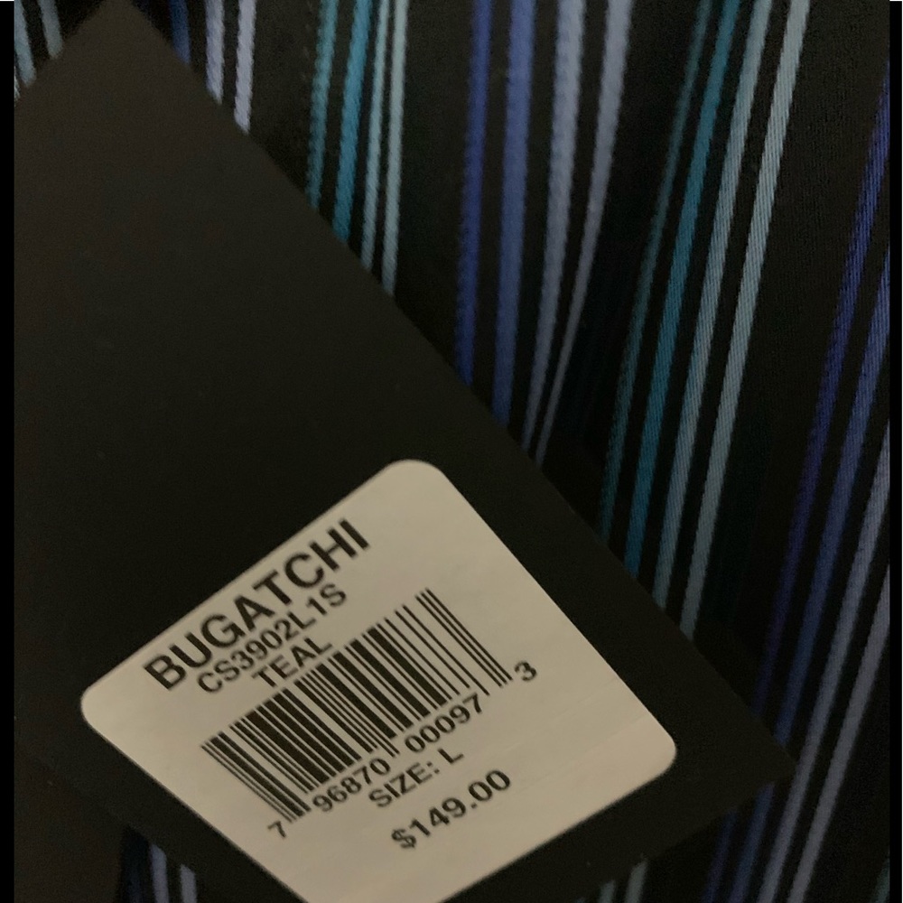 A blue striped Bugatchi dress shirt - Picture 3 of 4